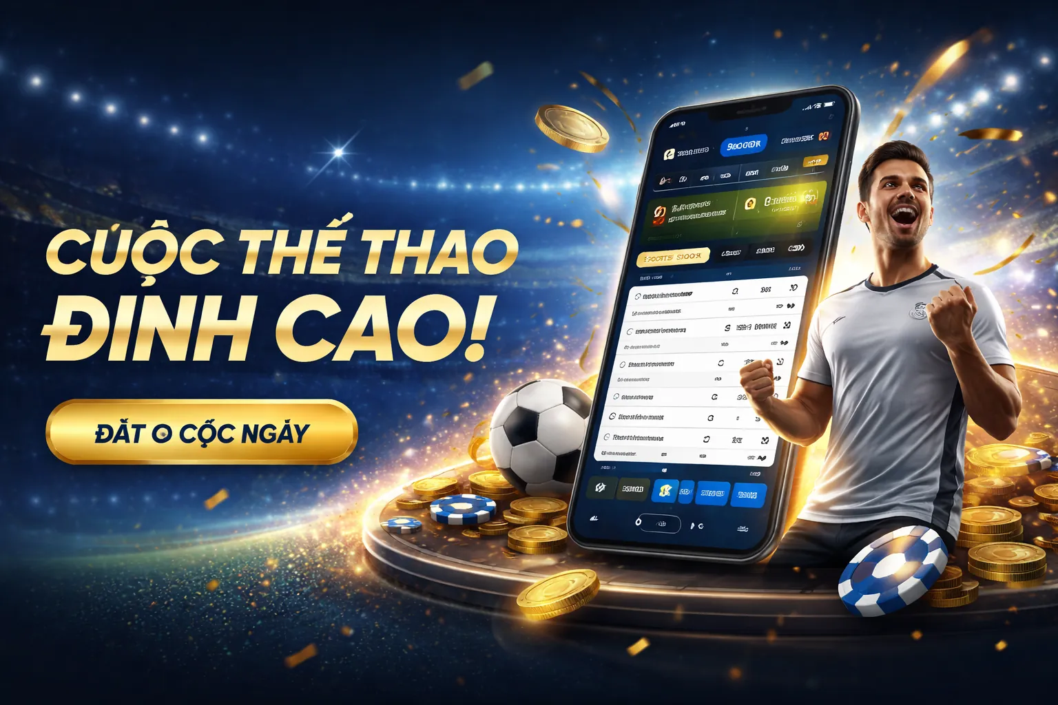 Giao diện cá cược thể thao với trận đấu bóng đá